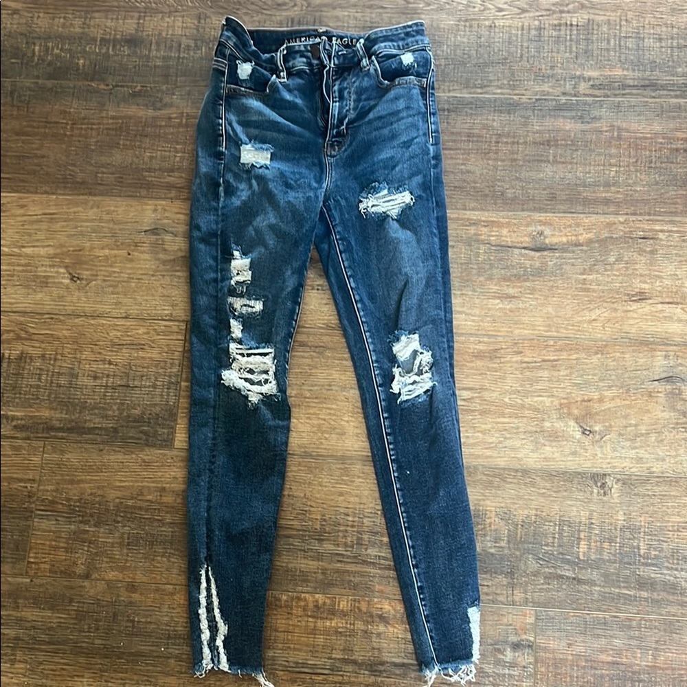 American Eagle Outfitters Blue Skinny Distressed Jeans
